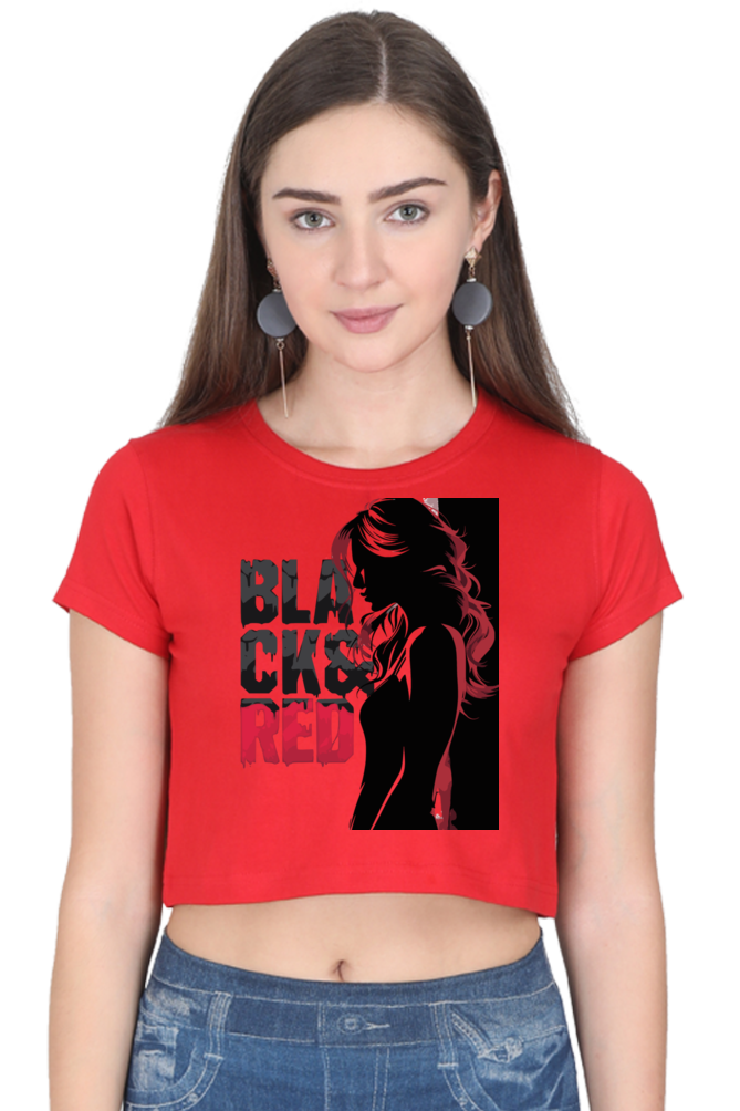 Black & Red Women's  Crop Top